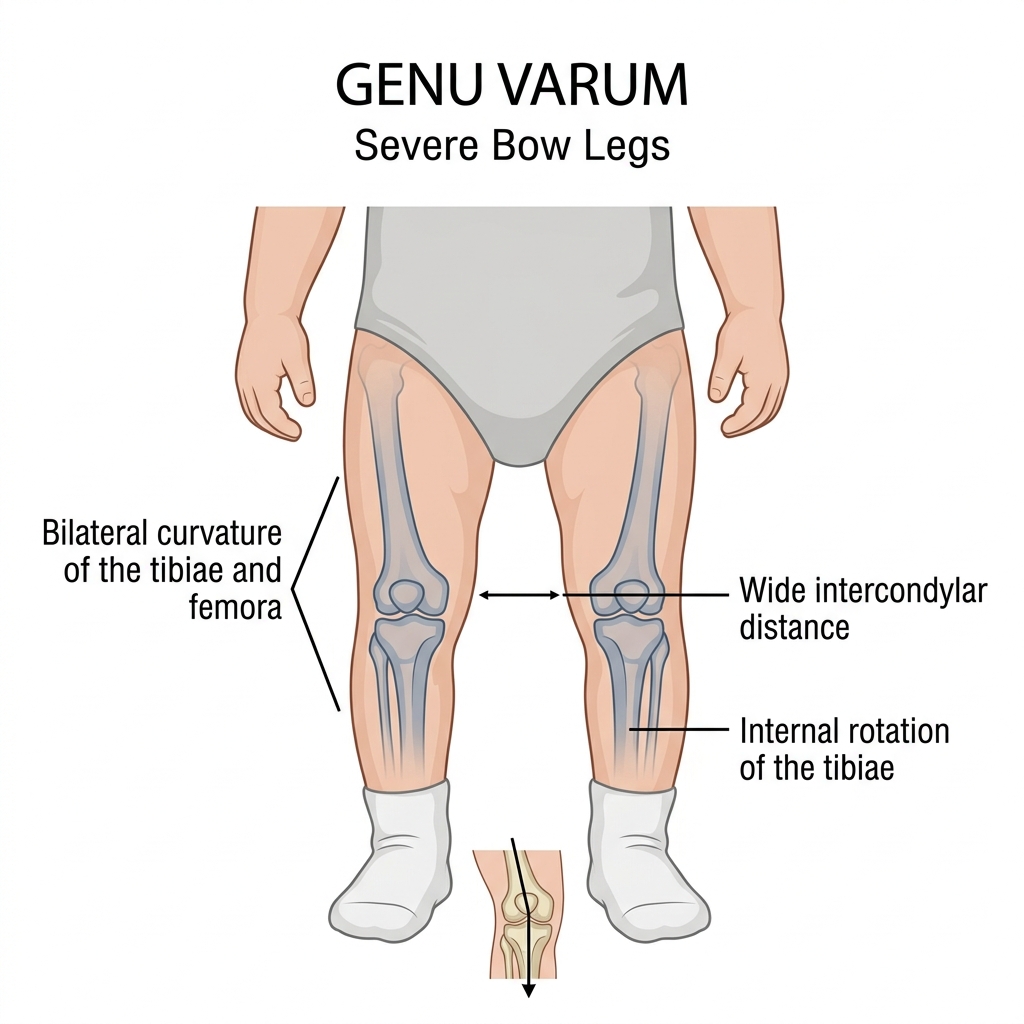Bowed legs before correction